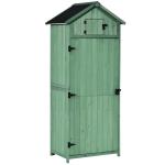 Outsunny Garden Storage Shed 3 Shelves Tool House Room Spire Asphalt Roof Green(c-3)