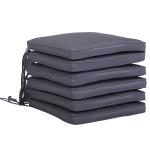 Outsunny Set of 6 Chair Cushion Seat Pads Dining Chair w/ Straps Indoor Outdoor(c-3)