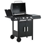 Outsunny Charcoal Portable Grill Portable W/Wheels, 98Lx49Wx81H cm-Black/Red(c-2)