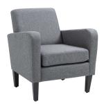 HOMCOM Rocking Armchair with Wooden Leg Metal Frame for Home Office Blue(c-2)