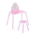 HOMCOM Kids Dressing Table W/Stool Set-Pink(c-5)