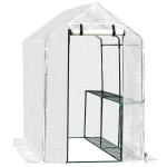 Outsunny Invernadero con Estantes para Flores Vivero Casero para Cultivo de Plantas con Puerta de Cremallera Malla de PE 186x120x190cm