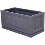Outsunny Jardinera Plástica Maceta para Flores Rectangular con Agujeros de Drenaje y Profundidad Extra 60x30x29 cm Gris/Marrón(c-1)
