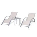 Outsunny 2 Tumbonas de Jardín 59x169x66 cm con Mesa de Café 41x41x45 cm de Vidrio Templado Reposabrazos para Patio Piscina Terraza Aire Libre Negro(c-2)