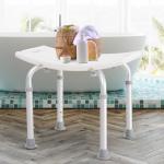 Taburete de Ducha Silla Baño 8 Posiciones Altura Regulable con Tapones de Goma(c-2)