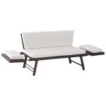 Outsunny Sofá Modular Diseño 2 en 1para Jardín Cama Chill-Out con Toldo Ajustable Estructura Oscura y Cojines Claros(c-1)
