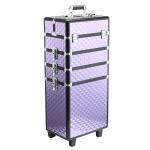HOMCOM Maleta de Maquillaje Portátil Estuche de Comésticos Profesional con 6 Cajones Extensibles Cerradura y 2 Llaves Ruedas Asa Retráctil 36x23x58 cm Negro(c-3)