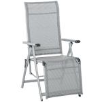 Outsunny Tumbona Plegable de Jardín Sillón Ajustable en 10 Posiciones con Respaldo Alto y Reposapiés Transpirable Carga Máx. 150 kg 78x58x110 cm Negro(c-1)