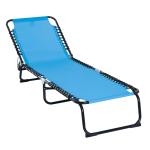 Outsunny Tumbona Plegable y Ajustable de 3 Posiciones Silla Reclinable de Jardín con Sistema de Cordones para Exterior Marco Acero 197x58x76 cm Azul Claro(c-3)