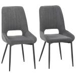 HOMCOM Conjunto de 2 Sillas de Comedor Tapizadas en Lino Transpirable con Asiento y Respaldo Acolchados Patas de Metal 59,5x50,5x92 cm Gris