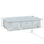 Outsunny Piscina Desmontable Tubular 252x152x65 cm con Depuradora de Cartucho 1,200L/H Piscina Rectangular de Exterior para Adultos y Niños 2163L Gris