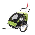 HOMCOM 2 en 1 Remolque de Bicicleta para Niños de 2 Plazas con Amortiguadores Convertible en Carro para Correr con Barra y Kit de Footing 129x85x105cm(c-2)