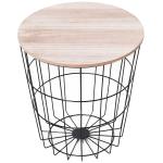 HOMCOM Mesa Auxiliar Redonda Mesa de Centro de Estilo Industrial Perfecta para Salón o Dormitorio con Espacio de Almacenaje Φ39.5x43cm