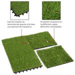 Outsunny Césped Artificial con Altura de Hierba 25mm Tipo Alfombra o Estera de Hierba Sintética de Exterior para Jardín y Terraza 30x30x3,5cm (Modelo 1: 10 piezas)(c-1)