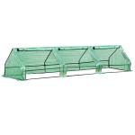 Outsunny Invernadero de Jardín Pequeño con 3 Ventanas para Huerto con 400x100x80 cm Verde PE
