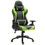 Vinsetto Silla Gaming Ergonómica Silla para gamers Silla de Juego Giratoria Ajustable en Altura con Reposabrazos Regulable Reposacabezas y Cojín Lumbar Cuero Sintético 73x71x128-136 cm Verde