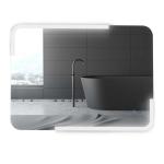 kleankin Espejo de Baño con Iluminación LED de Bajo Consumo Espejo de Pared con Botón Sensible al Tacto Impermeable 80x60x4 cm Plata(c-1)