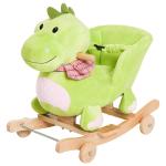 HOMCOM Caballo Balancín Avión para Niños +18meses de Felpa y Madera 60x33x45cm Multicolor(c-1)
