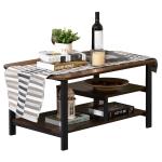 HomCom® Mesa de Centro Mesita Café Mueble Salón Comedor Mesa Auxiliar de 2 Niveles Mesa para Sofá Sala de Estar 90x45x40.5cm Nogal(c-4)