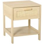 HOMCOM Mesita de Noche Mesa Auxiliar con Cajón y Estante Estilo Industrial para Dormitorio Sala de Estar 48x40x51,5 cm Teca y Negro(c-1)
