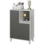 HOMCOM Librería Estantería para Libros CDs DVDs con 5 Compartimentos Cajón 2 Armarios de Puerta y Dispositivo Antivuelco 60x30x150 cm Madera Natural(c-3)