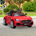 HOMCOM Coche Eléctrico para Niños Mercedes GTR con Licencia +3 Años Batería 12V con Mando a Distancia Música Faros Puerta de Doble Apertura Carga 25kg 105x58x45 cm Negro(c-5)