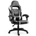 Vinsetto Silla de Oficina Ergonómica Ajustable en Altura Reclinable hasta 135° Silla Racing con Respaldo Alto Reposabrazos Regulable Asiento Acolchado 64x69x119-129 cm Blanco