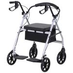 HOMCOM Andador para Adultos Plegable Rollator 2 en 1 con Asiento Acolchado Ajustable Frenos Reposapiés y Bolsa de Almacenaje Incorporada Metal 77x55.5x84-93 cm Azul y Negro(c-1)