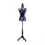 HOMCOM Maniquí Femenino de Costura Busto de Señora para Modistas Exhibición con Altura Ajustable a 130-168 cm Base de Trípode Negro(c-2)