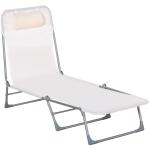 Outsunny Tumbona Plegable y Reclinable de Jardín con Reposacabezas y Respaldo Ajustable en 5 Niveles Tela de Textilene Transpirable 182x56x24,5 cm Marrón(c-2)