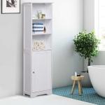 kleankin Mueble Auxiliar para Almacenaje de Baño Armario Alto para Baño con Zonas Abiertas y Cerradas 30x32x172.5 cm(c-3)