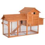 PawHut Gallinero Corral de Madera para Exteriores Jaula para Gallinas Pollos con Bandeja Extraíble Caja de Huevo Resistente al Agua 190x66x116 cm(c-1)