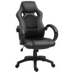 HOMCOM Racing Silla Escitorio Silla de Ordenador Juvenil Ergonómica Regulable con Ruedas Negro(c-1)