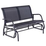 Outsunny Banco Balancín de 2 Plazas Silla Mecedora de Jardín Tubo de Metal y Tela Textilene Transpirable para Exterior Carga Máx. 200 kg 120x70x85 cm Crema(c-1)