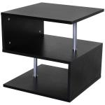 HOMCOM Mesa de Centro Café Mesa Auxiliar de Salón de Forma S con Compartimento Abierto 2 Niveles Diseño Elegante 50x50x50 cm Negro(c-1)