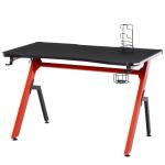 HOMCOM Mesa Gaming Escritorio para Ordenador con Portavasos Gancho para Auriculares Soporte de Gamepad y 2 Orificios Pasacables 122x66x76 cm Negro y Rojo(c-2)