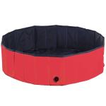 PawHut Piscina Plegable para Perros Gatos Ø120x30 cm Bañera Portátil para Mascotas PVC Antideslizante Múltiples Usos para Interiores y Exteriores Color Rojo
