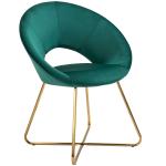 HOMCOM Silla de Comedor Vintage Tapizada de Suave Terciopelo Silla de Ocio para Sala de Estar con Respaldo Curvo y Patas Doradas 68x54x84 cm Verde(c-1)