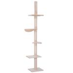 PawHut Árbol para gatos Torre Rascador de 5 Niveles Fijado al Techo Ajustable en Altura con Múltiples Plataformas de Felpa Suave 40x34x230-260 cm Gris(c-2)