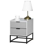 HOMCOM Mesilla de Noche Cajonera con 2 Cajones de Almacenaje Base Elevada para Dormitorio Salón Estilo Nórdico y Vintage 46,5x32x64,5 cm Blanco(c-6)