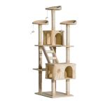 PawHut Rascador Gato Rascador de Gatos Barato Árbol para Gatos con Poste de Arañar Múltiples Plataformas Escaleras Cuevas Juguetes Centro de Actividades 60x50x180 cm Beige