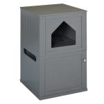 PawHut Double-Decker Cat Litter Box 2 Story Pet Crate Luxury Toilet House, Grey(c-2)