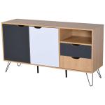 HOMCOM Aparador Auxiliar Gabinete Espacio Amplio para Almacenaje con 2 Cajones Estante Abierto Tablero de Partículas Natural 140x39,5x75cm