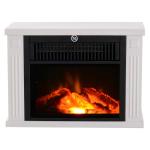HOMCOM Chimenea Eléctrica Portátil Estufa Termostato Ajustable 600/1200W 34x17x25cm Blanco