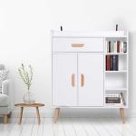 HOMCOM Aparador Buffet para Comedor con Armarios Cajones Estantes Abiertos Bandeja Extraíble Multiusos Mesa Consola Auxiliar Clásico 115x48x87 cm Blanco(c-2)