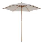 Outsunny Sombrilla Parasol para Terraza Playa Jardín Piscina Patio Camping - Color Crema - Poliéster Madera - 250x225 cm