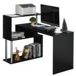 HOMCOM Escritorio de Esquina en Forma de L Mesa de Ordenador con Estantes de 3 Niveles de Almacenaje para Oficina o Estudio 120x80x97 cm Negro