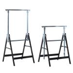 HOMCOM Set de 2 Andamios Caballete Telescópico Altura Ajustable Plegable Metálico Forma Cuadrada Estable Carga 200kg Acero 68x58x80-130 cm Negro(c-1)