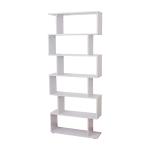 HOMCOM Estanteria Libreria 6 Estantes Madera Forma S 80x24x191 cm Estantes Color Blanco(c-3)