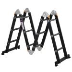 Escalera Multiusos Plegable Escalón Caballete 5 en 1 Portátil con 2 Placas de Plataforma Pie Antideslizante 6 Interruptores Bisagra 70x61x11cm